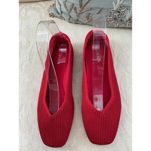 VIVAIA Women’s Red Knit Flats - Sleek Slip-On Loafers